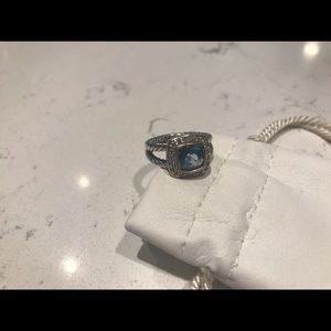 David Yurman Albion Ring-Blue Topaz and Diamonds
